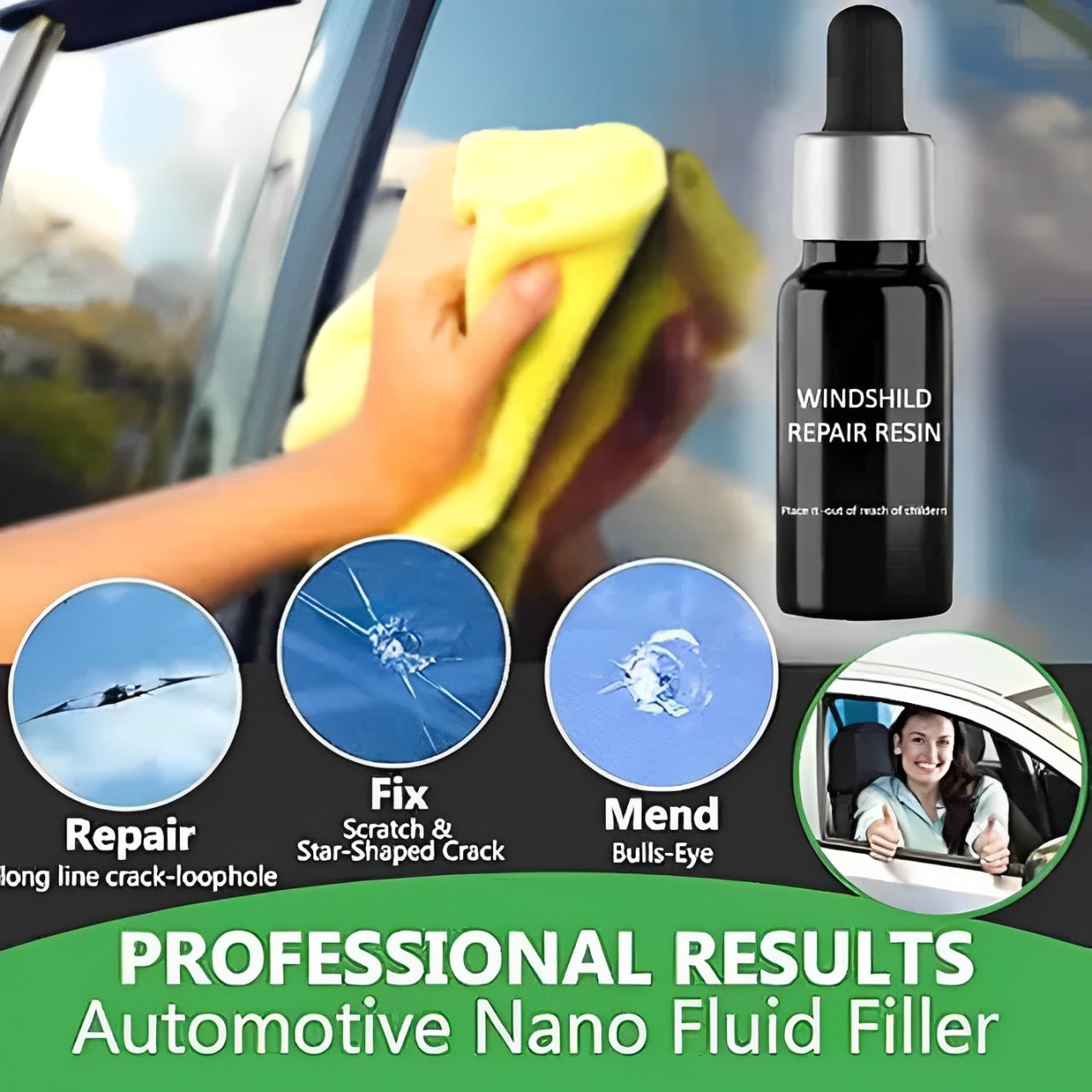 Glass Repair Kit (Pack of 2) | Car Windshield Crack Fixing Glue | DIY Auto Glass Chip Repair Solution