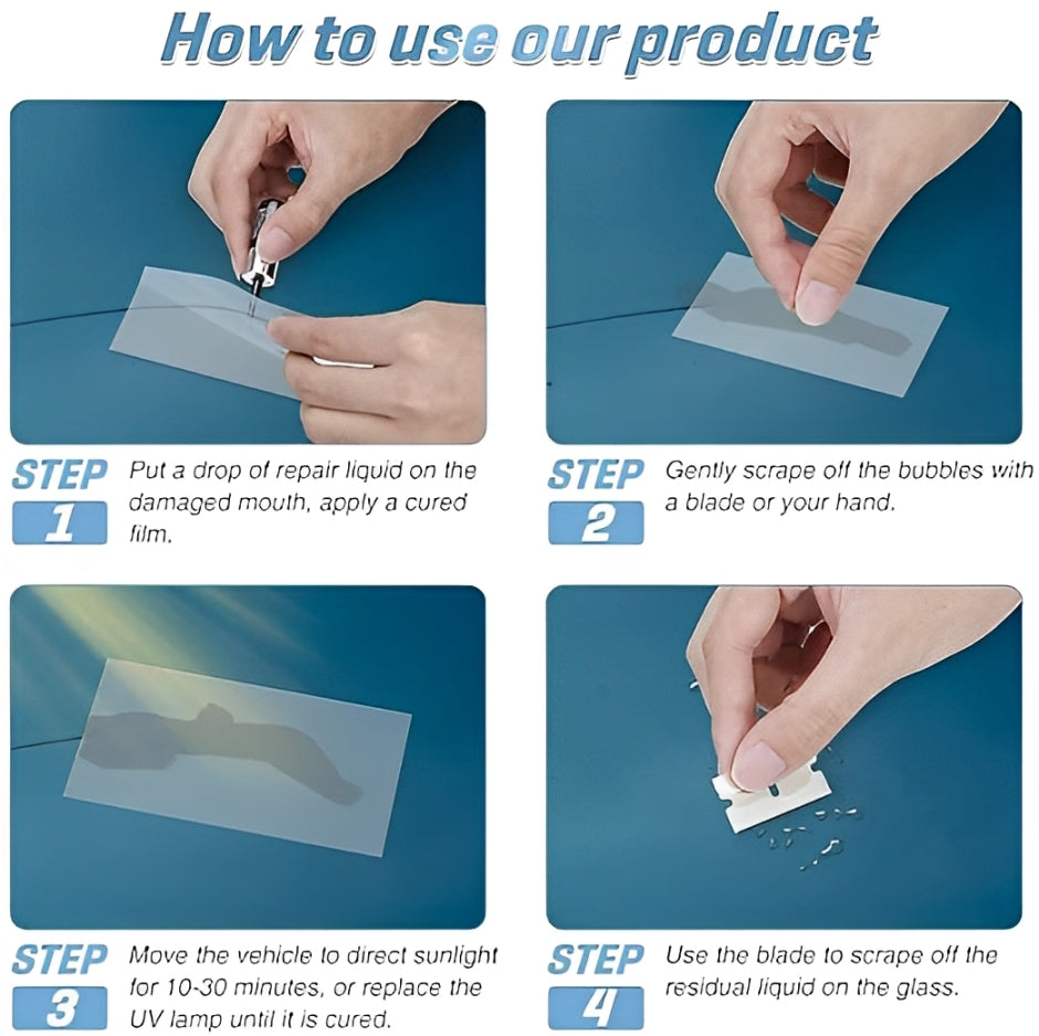 Glass Repair Kit (Pack of 2) | Car Windshield Crack Fixing Glue | DIY Auto Glass Chip Repair Solution