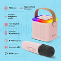 Mini Bluetooth Speaker, Wireless Karaoke Mic, 8Hrs Playtime, Vivid RGB Lights, Voice Effects, Multi-Play Modes BT5.1/TF Card & Type-C Charging Light Pink GenzVybs