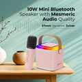 Mini Bluetooth Speaker, Wireless Karaoke Mic, 8Hrs Playtime, Vivid RGB Lights, Voice Effects, Multi-Play Modes BT5.1/TF Card & Type-C Charging Light Pink GenzVybs