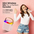 Mini Bluetooth Speaker, Wireless Karaoke Mic, 8Hrs Playtime, Vivid RGB Lights, Voice Effects, Multi-Play Modes BT5.1/TF Card & Type-C Charging Light Pink GenzVybs